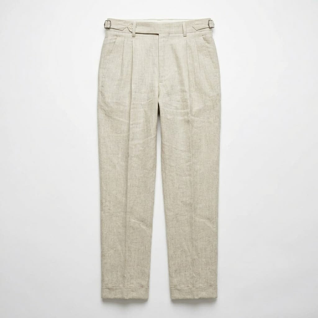 Gonzalo | Pantalón de Lino de Pinzas con Hebilla Hombre
