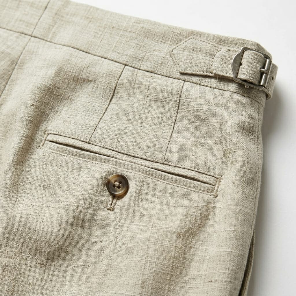 Gonzalo | Pantalón de Lino de Pinzas con Hebilla Hombre