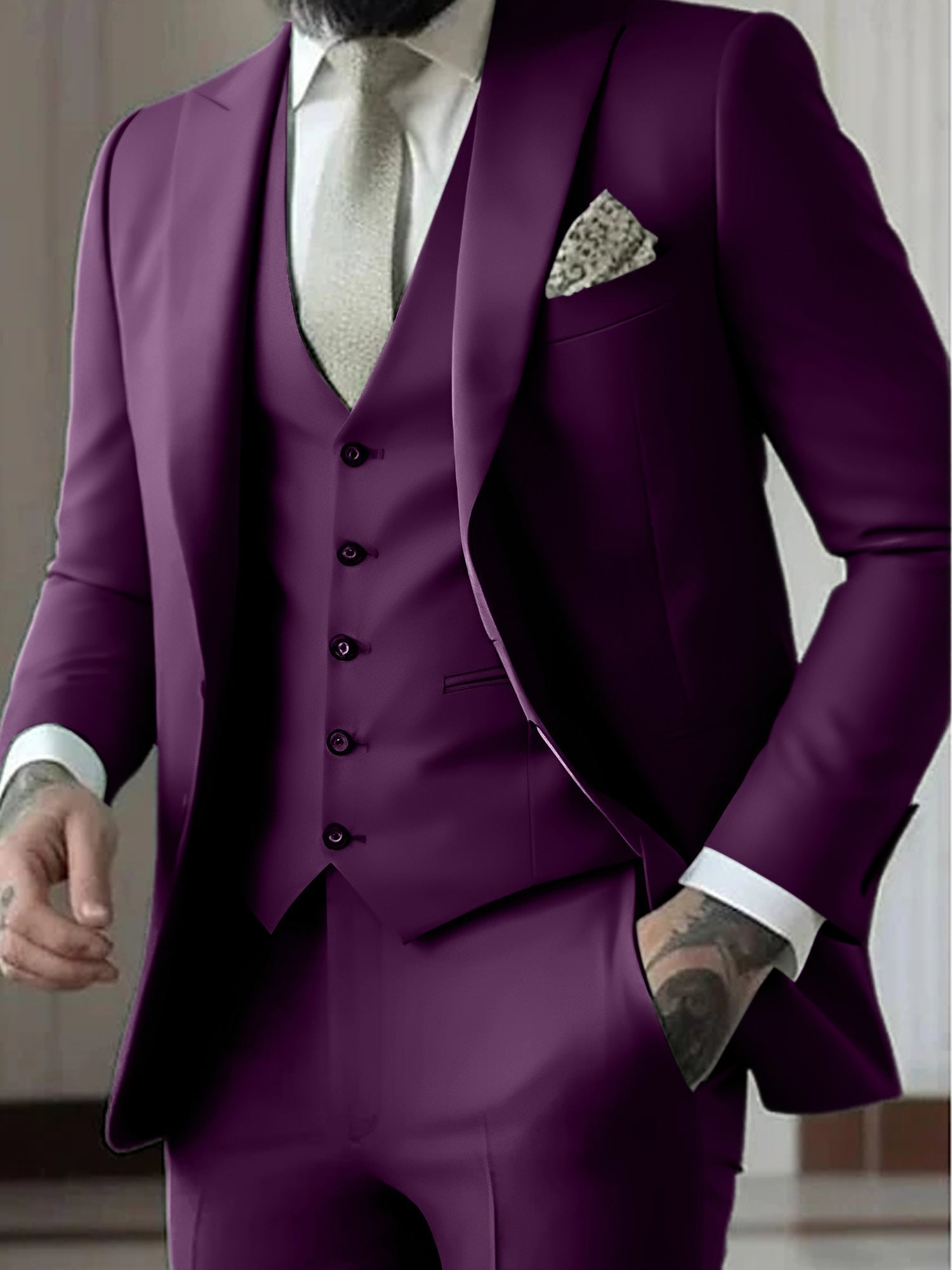 Gonzalo | Traje de Novio de Tres Piezas Hombre Slim Fit Chaleco