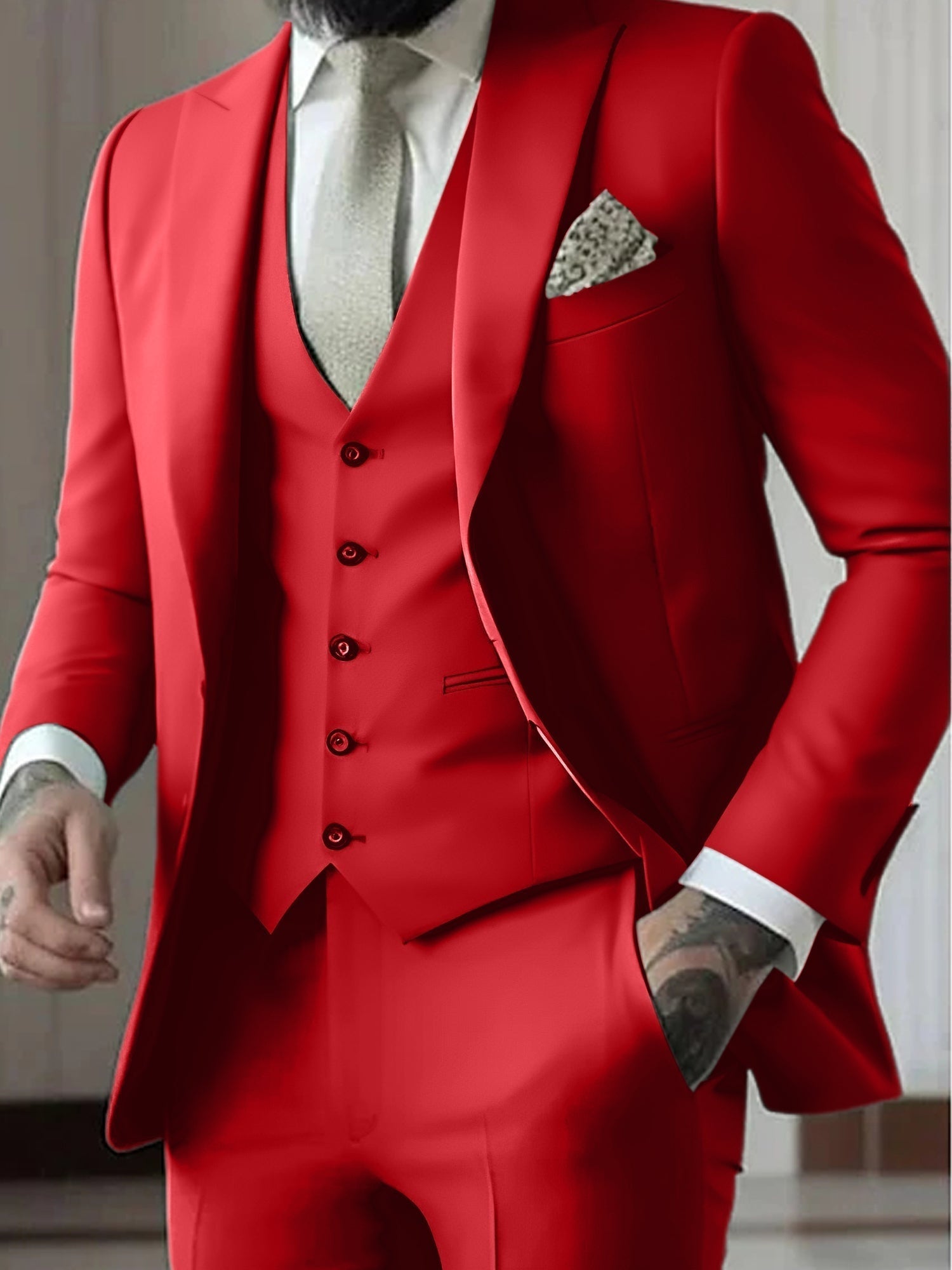 Gonzalo | Traje de Novio de Tres Piezas Hombre Slim Fit Chaleco