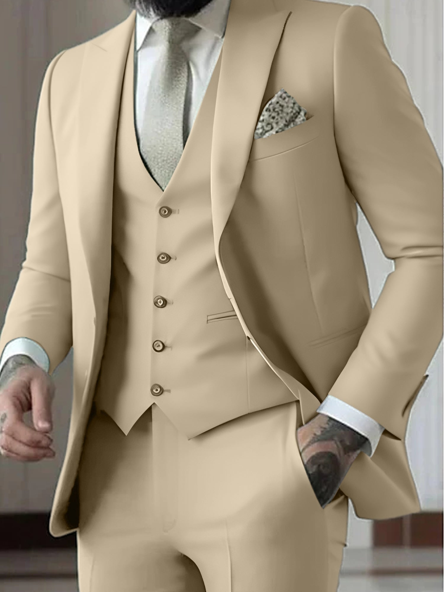 Gonzalo | Traje de Novio de Tres Piezas Hombre Slim Fit Chaleco