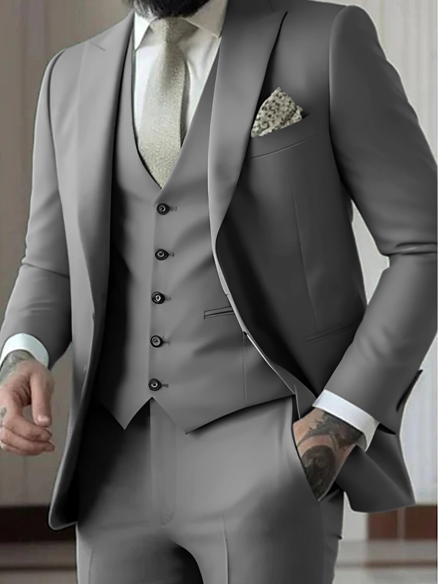 Gonzalo | Traje de Novio de Tres Piezas Hombre Slim Fit Chaleco