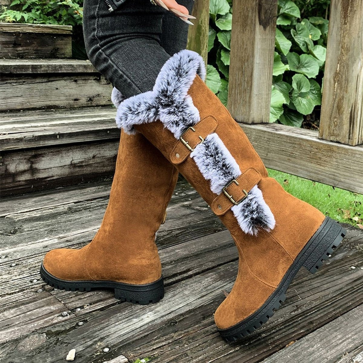 Guadalupe | Botas de Invierno Planas Mujer Caña Alta Felpa