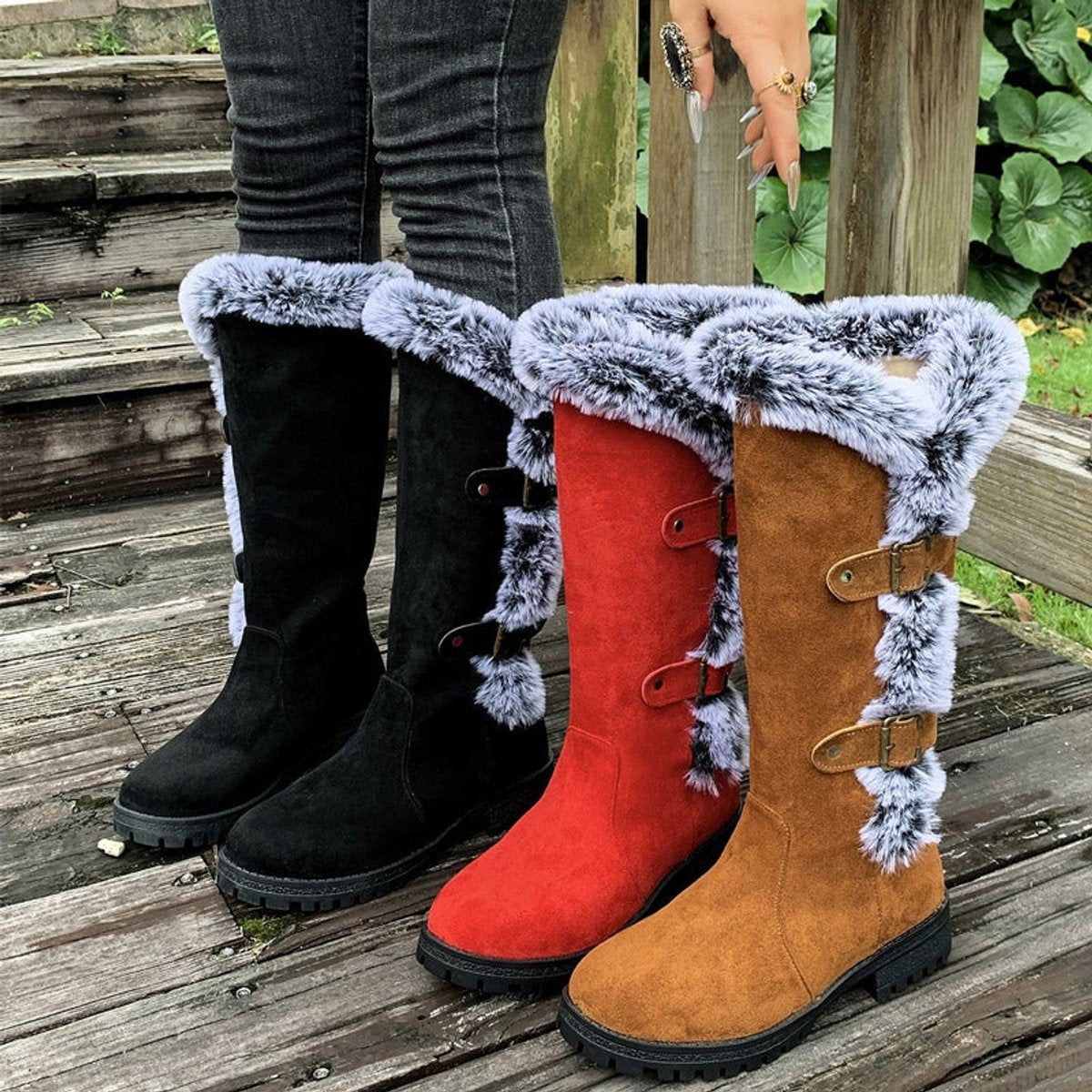 Guadalupe | Botas de Invierno Planas Mujer Caña Alta Felpa