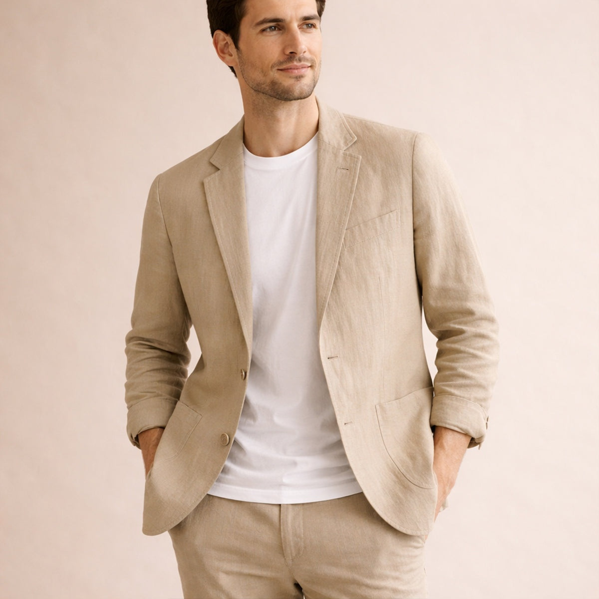 Guillermo | Blazer de Lino Hombre Americana Casual Solapa Muesca