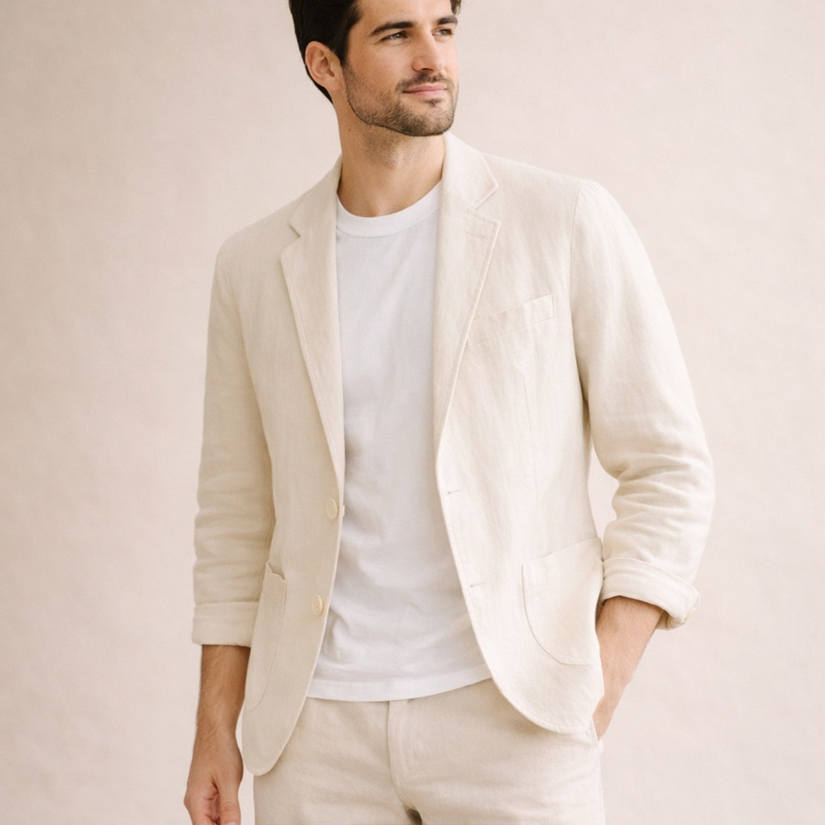 Guillermo | Blazer de Lino Hombre Americana Casual Solapa Muesca