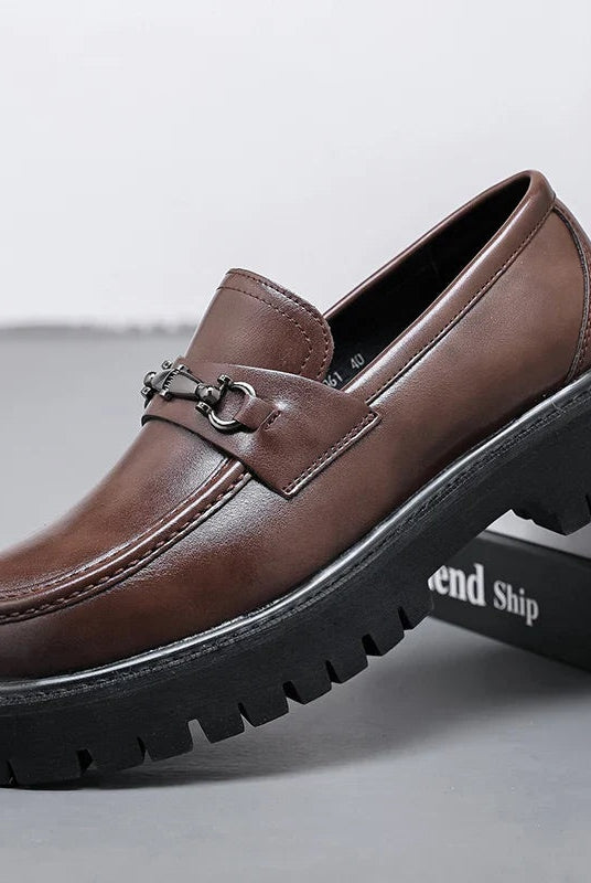 Guillermo | Mocasines de Cuero Plataforma Hombre Hebilla Metálica