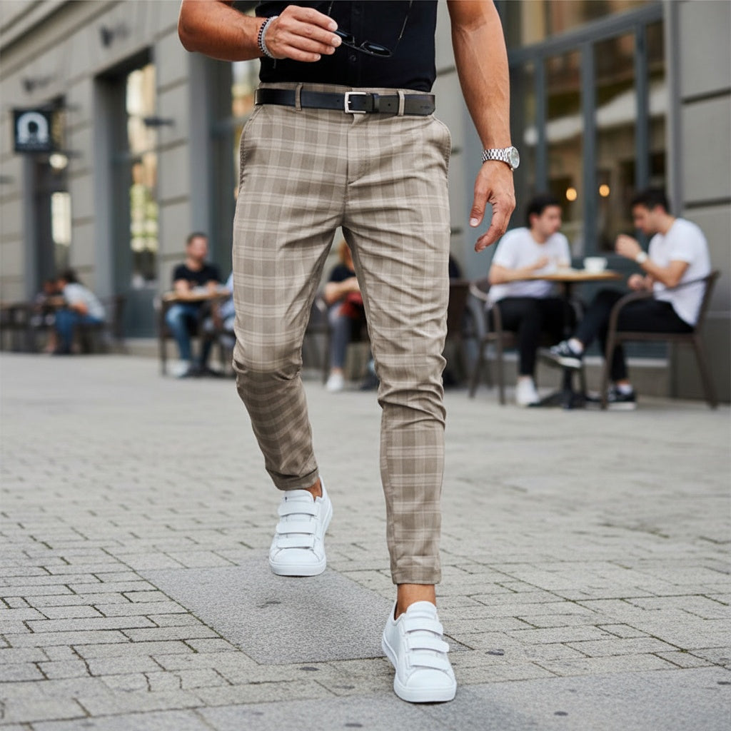 Guillermo | Pantalón Chino de Cuadros Slim Hombre Ajustado