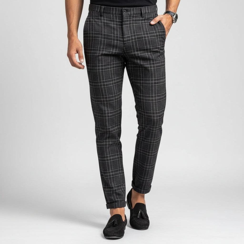 Guillermo | Pantalón Chino de Cuadros Slim Hombre Ajustado