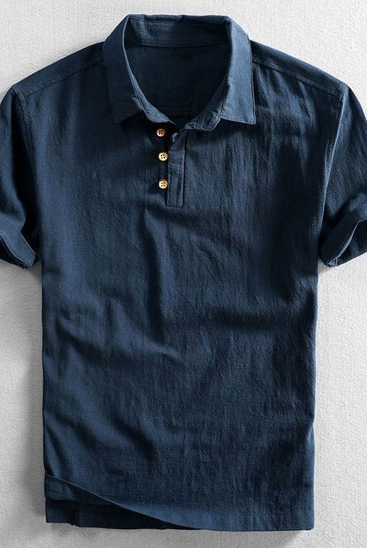 Guillermo | Polo de Lino de Manga Corta Hombre Cuello Clásico