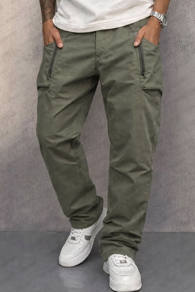 Iker | Pantalón Cargo de Algodón Hombre Bolsillos Cremallera