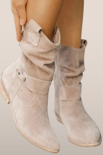 Inés | Botas Cowboy de Ante Mujer Caña Media Slouchy