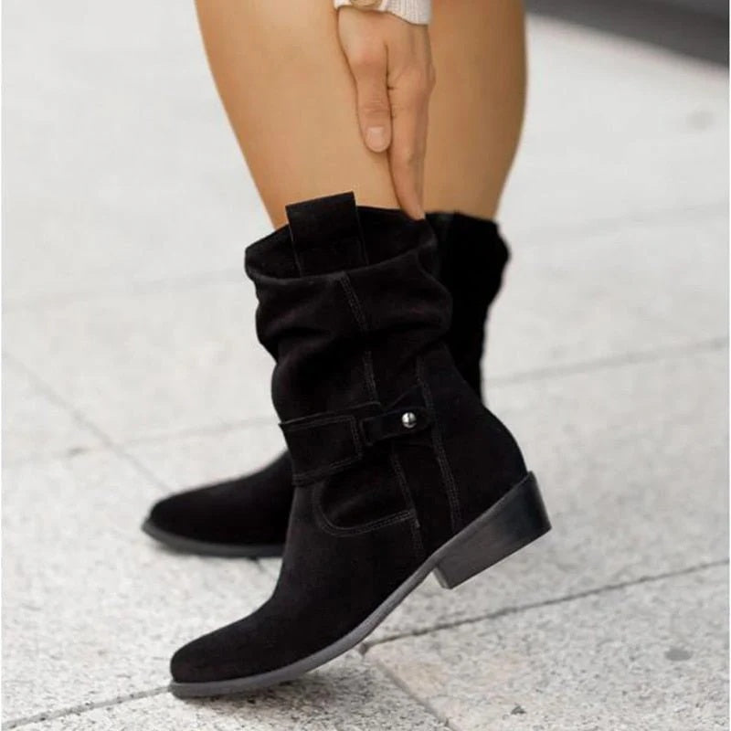 Inés | Botas Cowboy de Ante Mujer Caña Media Slouchy