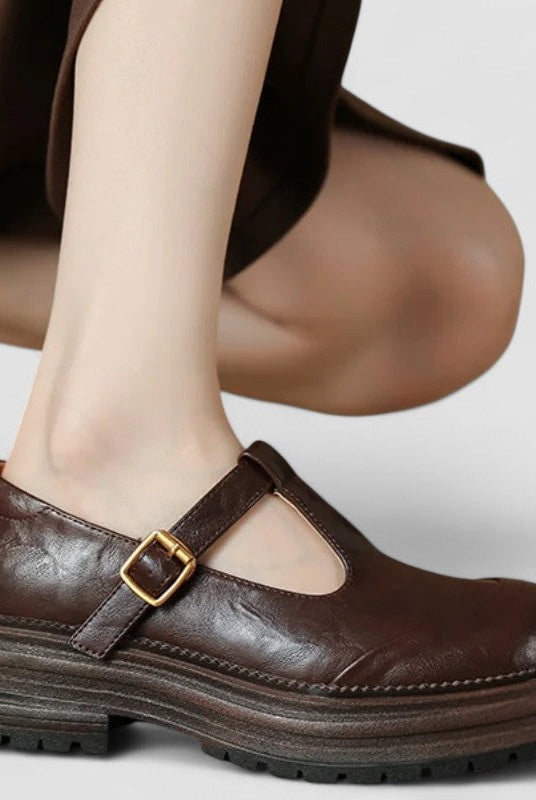 Inés | Mary Jane Shoes Mujer Piel Plataforma Hebilla