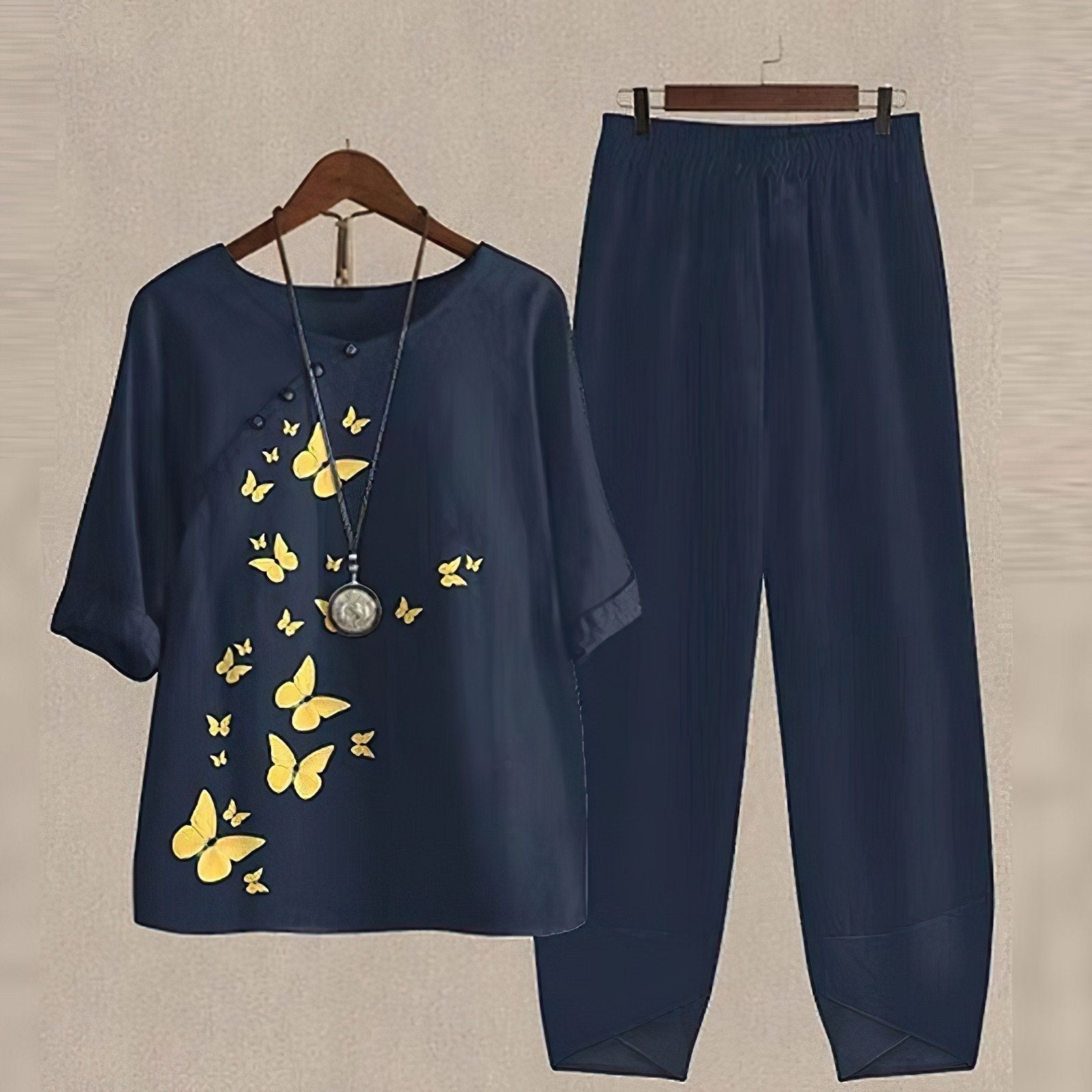 Inmaculada | Conjunto Casual Estampado Mariposas Mujer Manga Corta