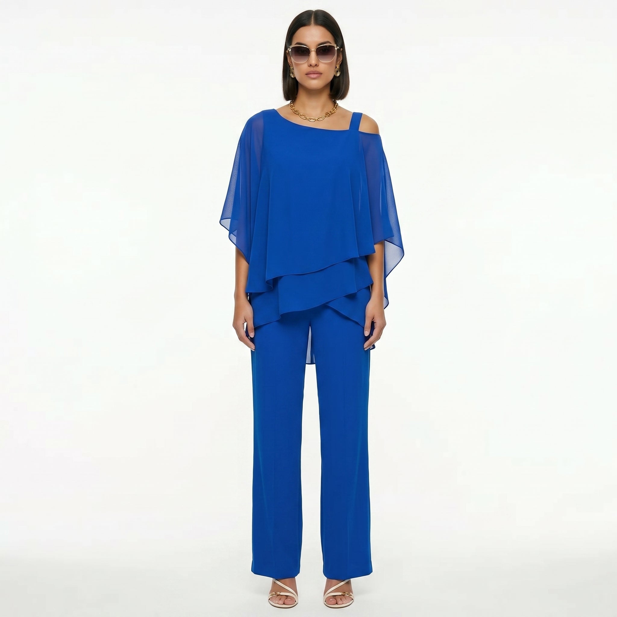 Inmaculada | Conjunto Elegante de Gasa Mujer Escote Asimétrico