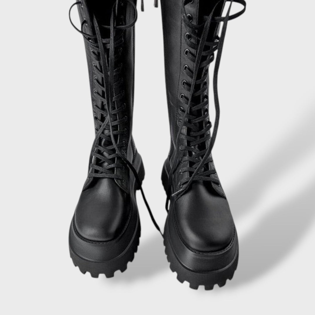Irene | Botas Militares de Caña Alta Mujer Con Cordones Suela Track