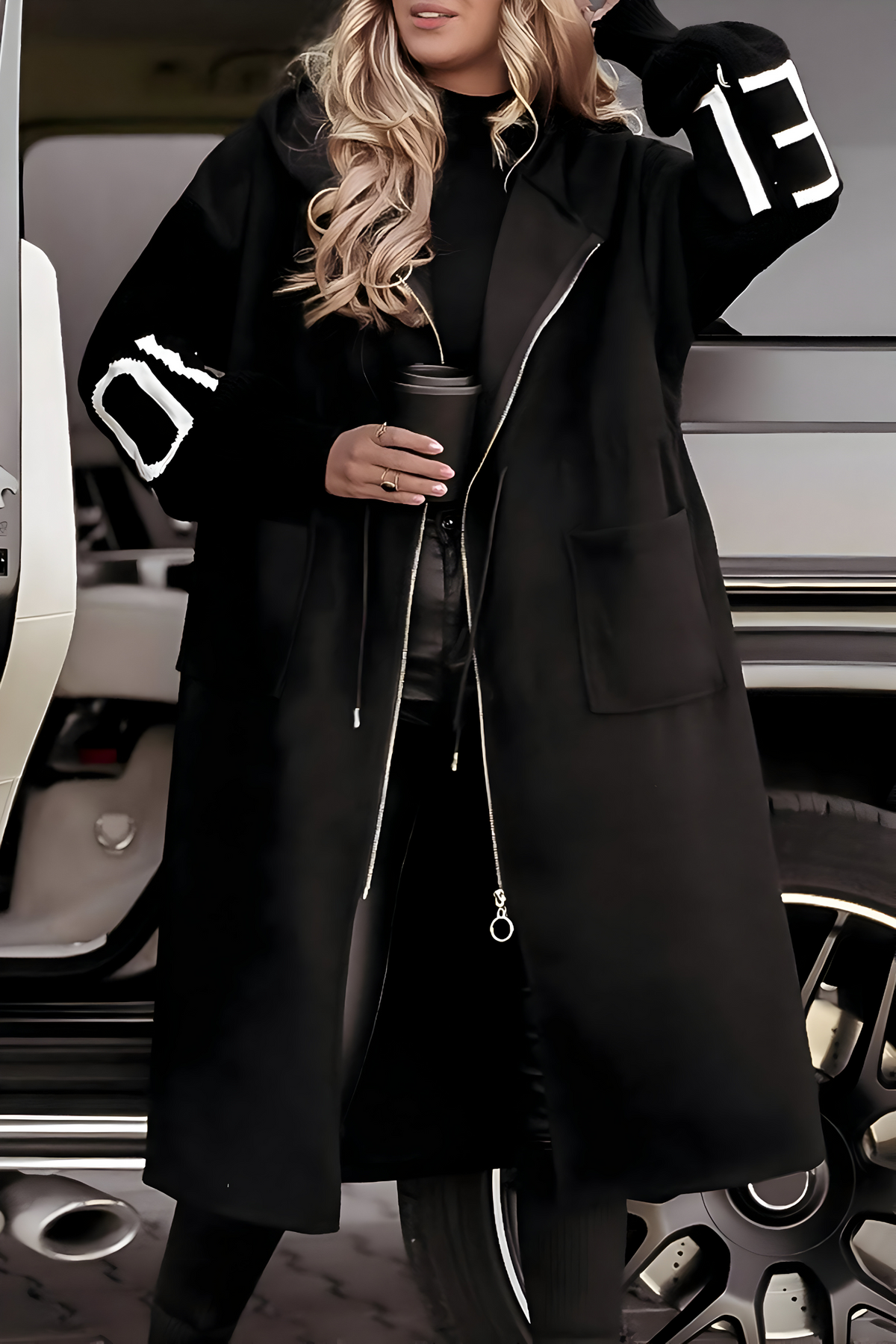 Irene | Parka Largo con Capucha Mujer Mangas de Punto Oversize