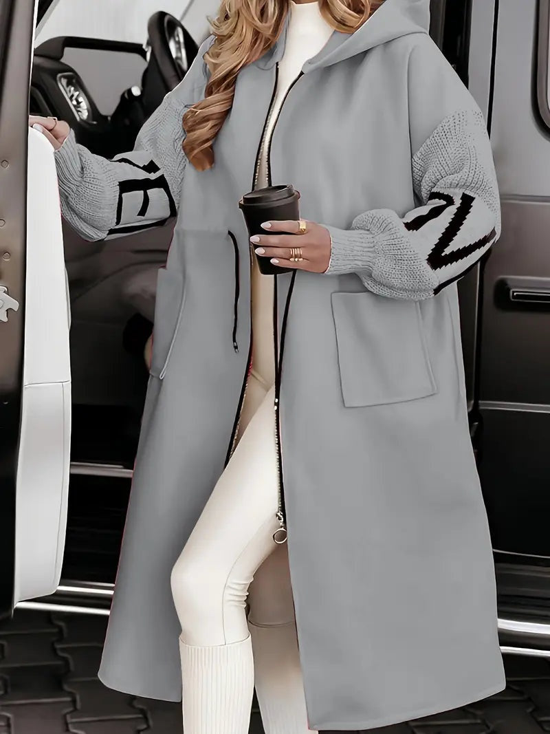 Irene | Parka Largo con Capucha Mujer Mangas de Punto Oversize