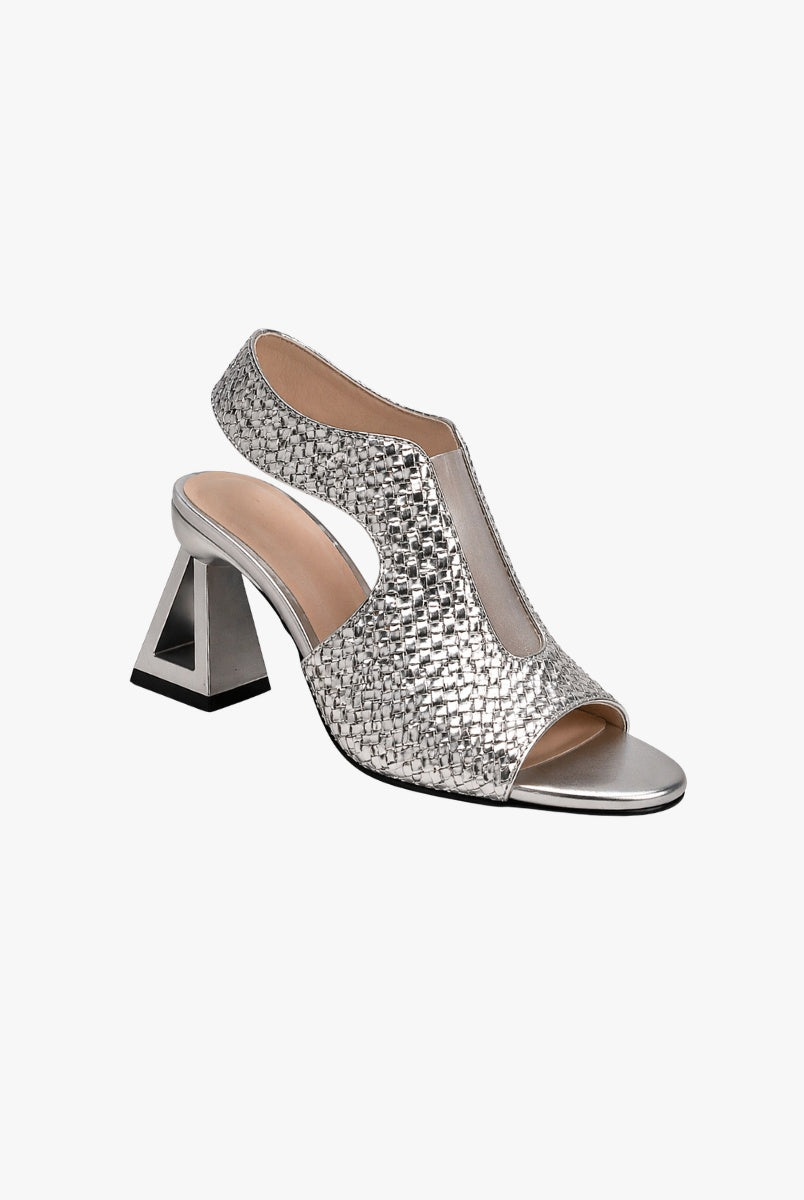 Irene | Sandalias de Tacón Trenzadas Slingback Mujer Tacón Geométrico