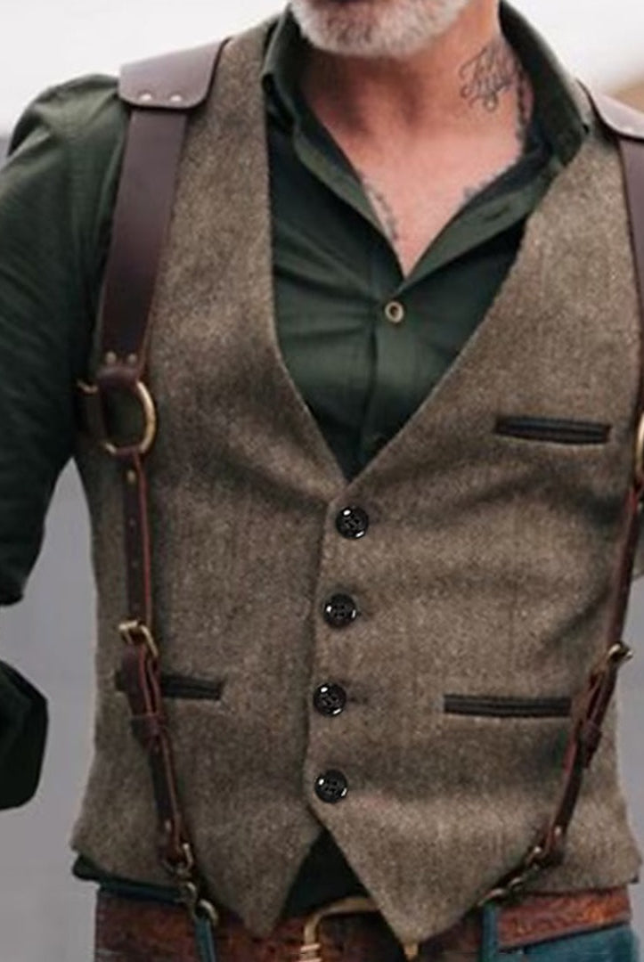 Iván | Chaleco de Tweed Hombre Corte Ajustado Botones