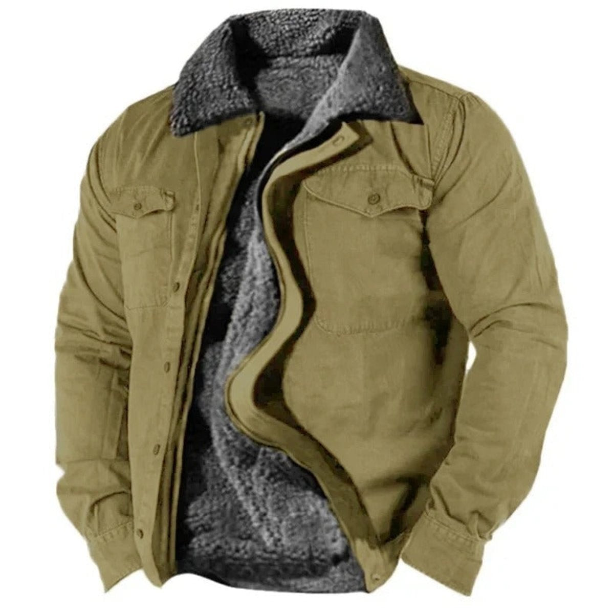 Iván | Chaqueta de Forro Polar con Sherpa Hombre Cuello Solapa Bolsillos