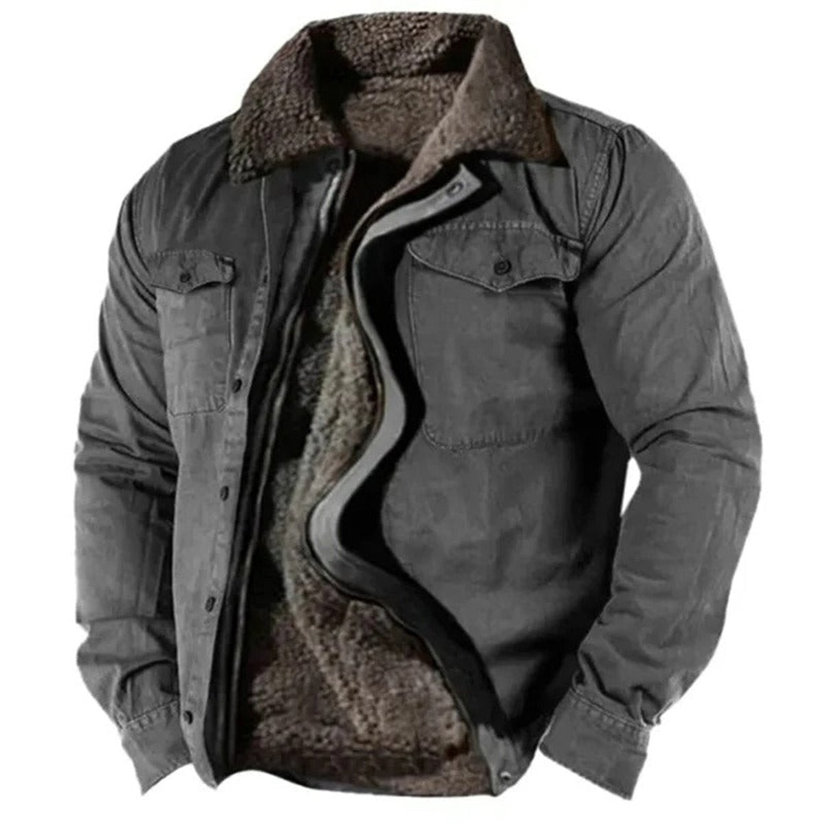 Iván | Chaqueta de Forro Polar con Sherpa Hombre Cuello Solapa Bolsillos