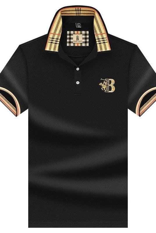 Iván | Polo Blanco Hombre Cuello Cuadros Bordado