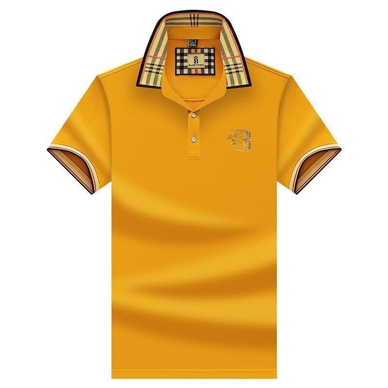 Iván | Polo Blanco Hombre Cuello Cuadros Bordado