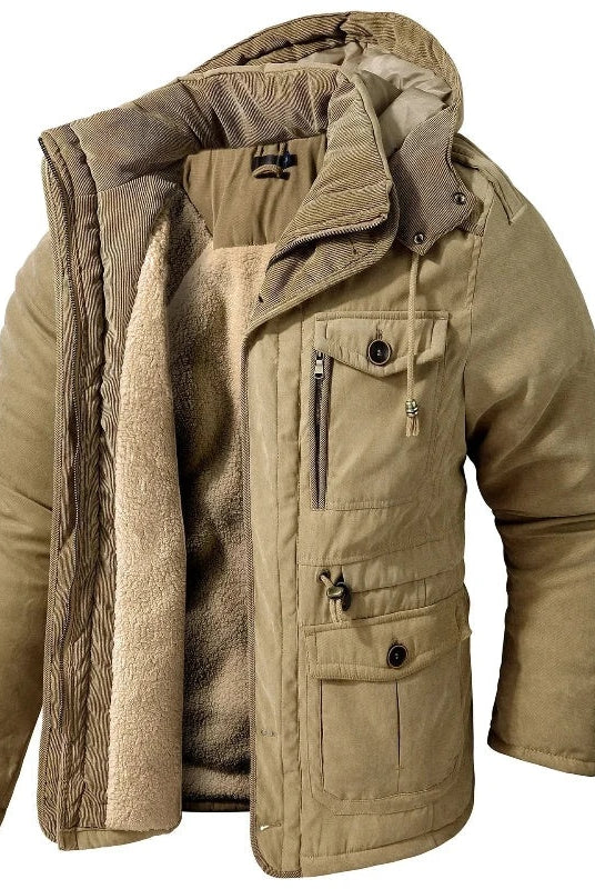 Iván | Puffer Jacket Hombre con Capucha Forro Polar Interior