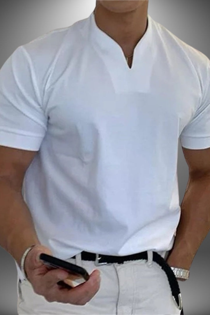 Javier | Camisa de Cuello Mao Hombre Manga Corta