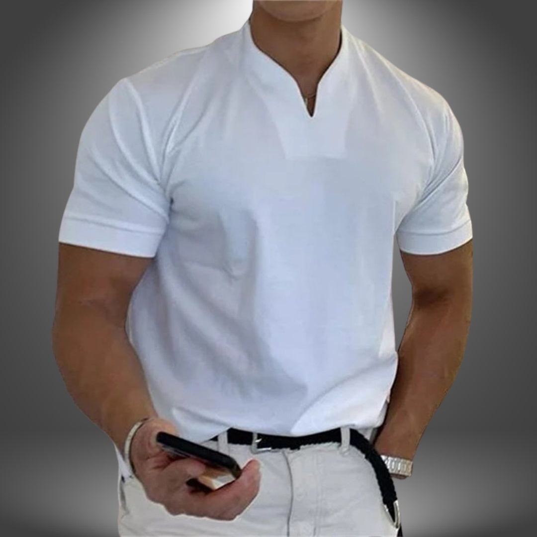 Javier | Camisa de Cuello Mao Hombre Manga Corta