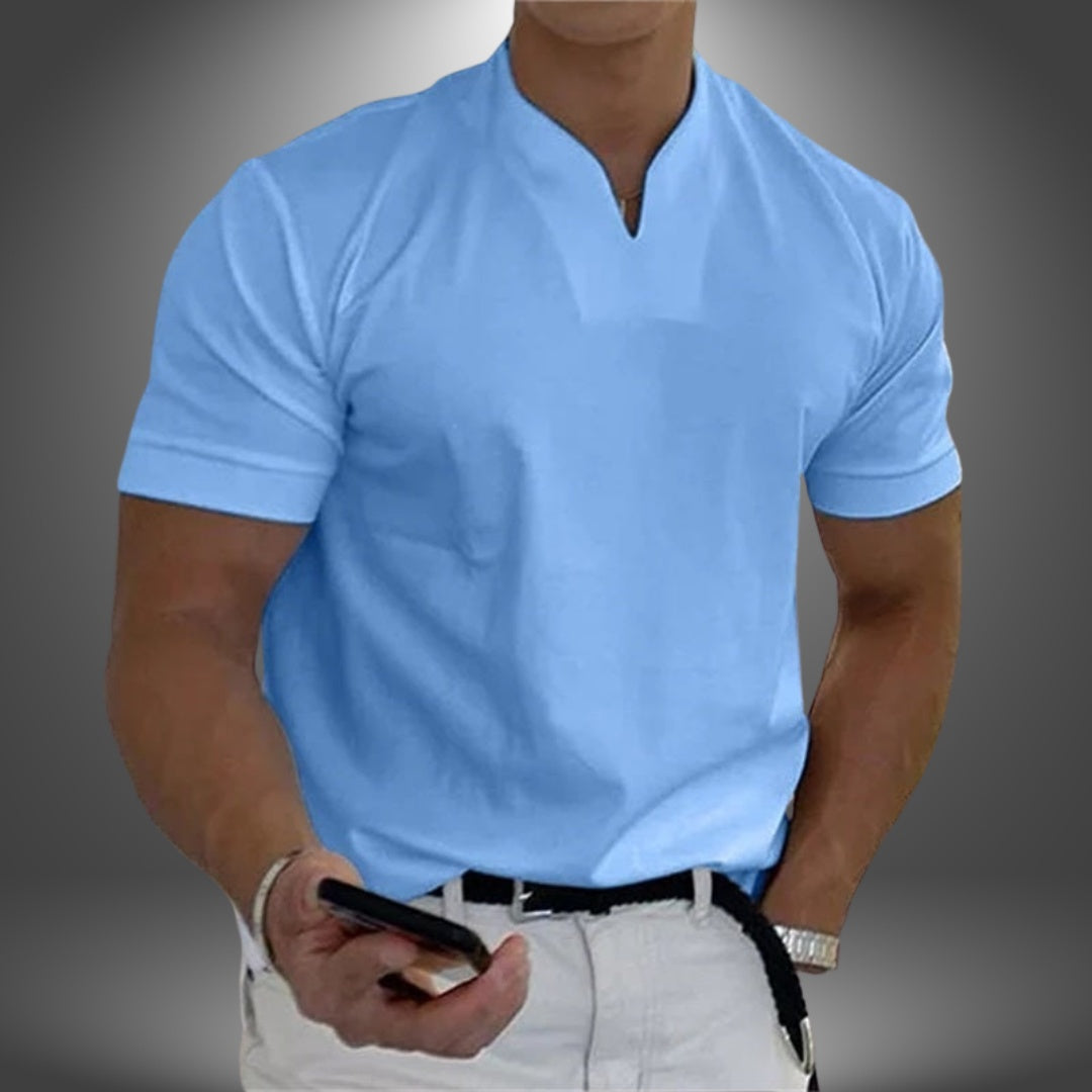 Javier | Camisa de Cuello Mao Hombre Manga Corta