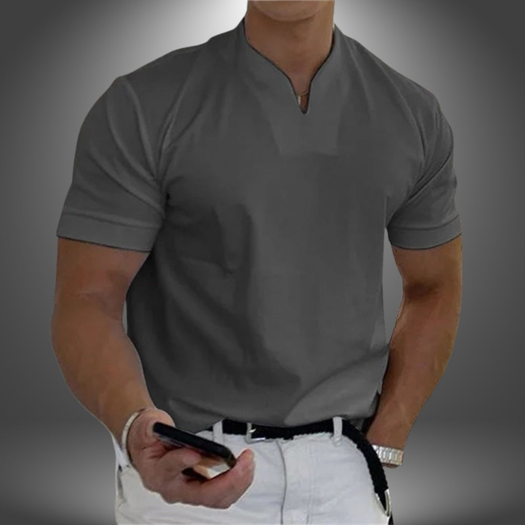 Javier | Camisa de Cuello Mao Hombre Manga Corta
