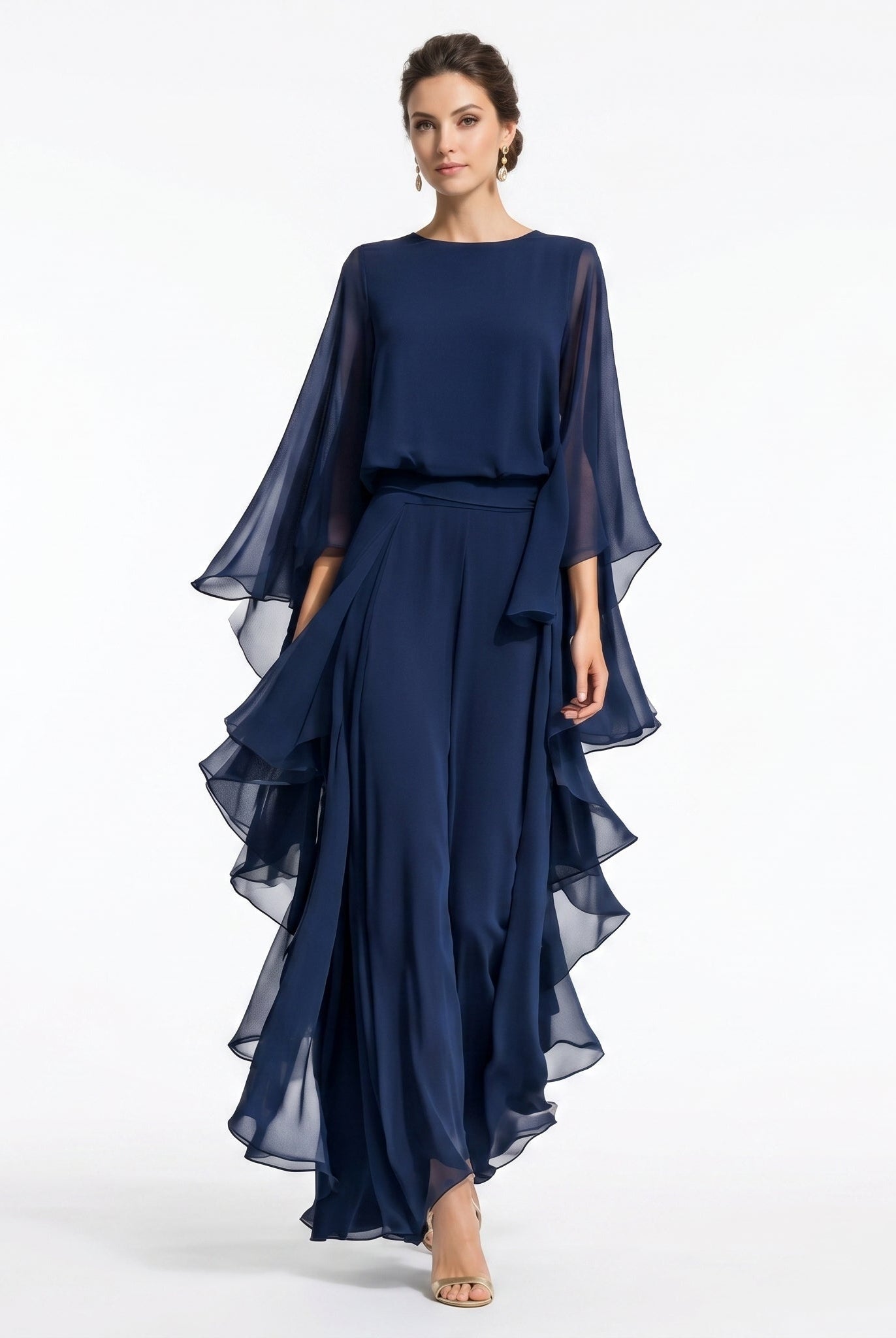 Jimena | Conjunto Elegante de Fiesta Mujer Capa Vaporosa