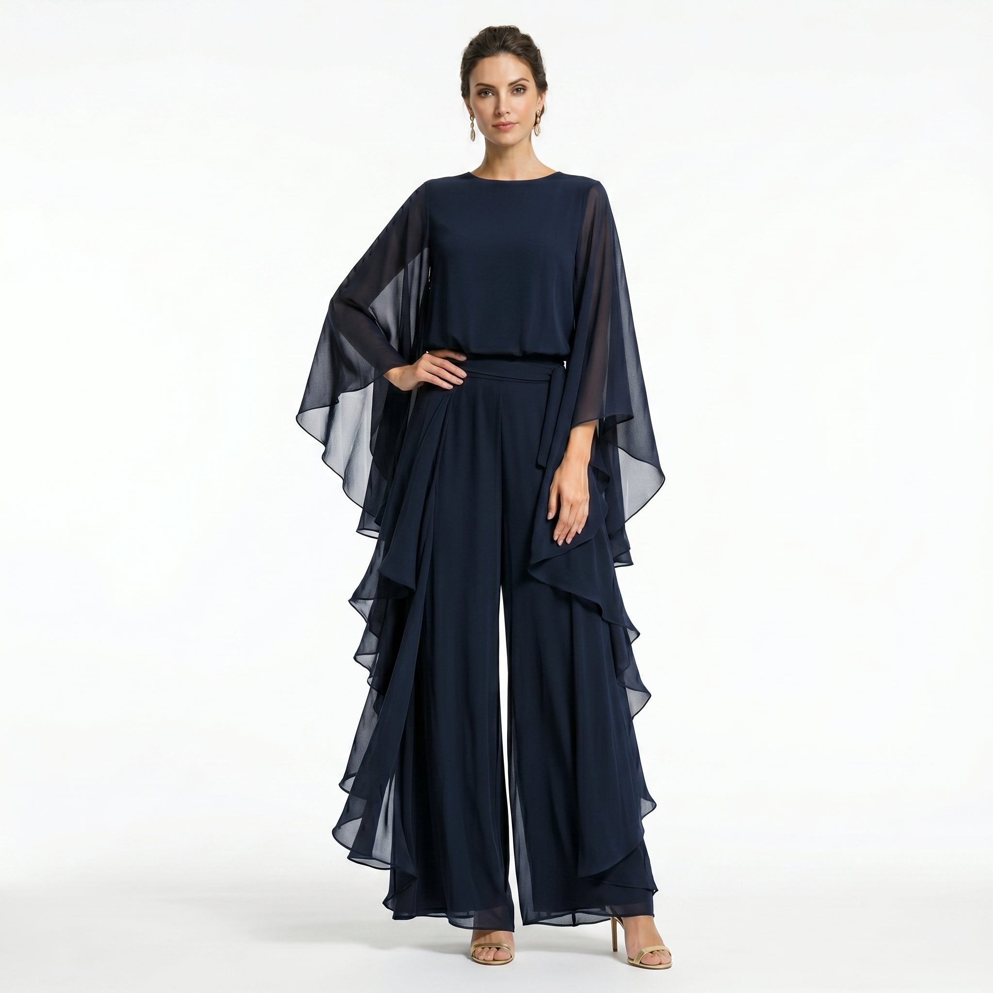 Jimena | Conjunto Elegante de Fiesta Mujer Capa Vaporosa