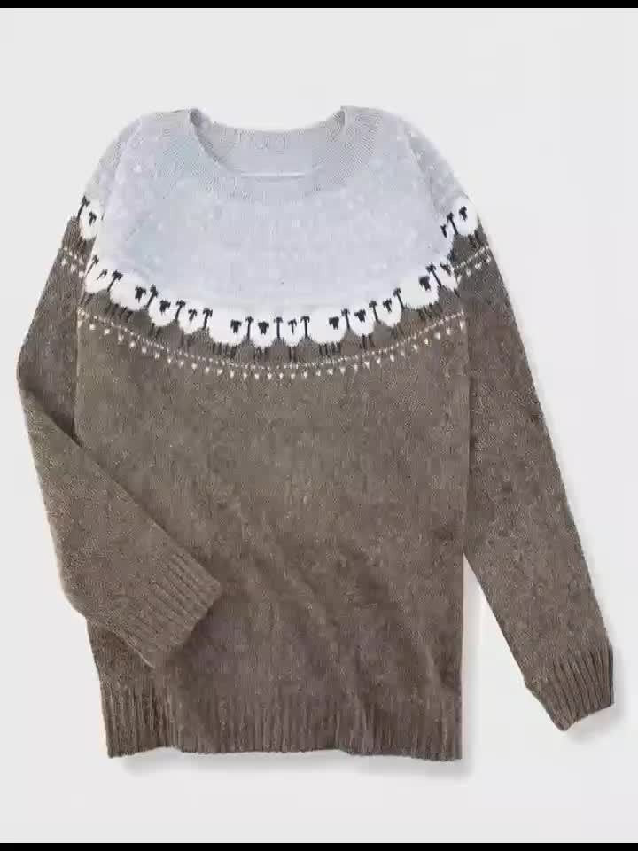 Jimena | Jersey de Punto Jacquard Mujer Oversize Canesú Nórdico