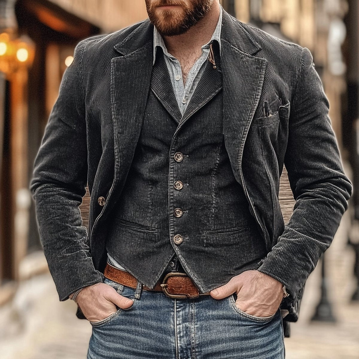 Koldo | Chaqueta Americana de Pana Hombre Conjunto Blazer Gilet