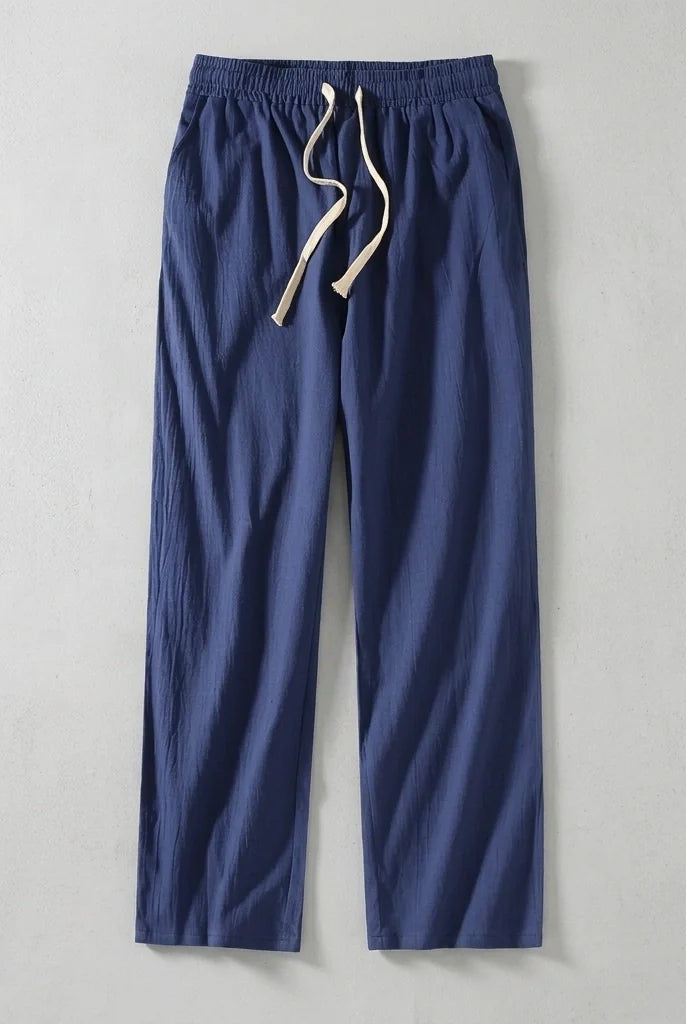 Koldo | Pantalón de Algodón Pierna Ancha Hombre Cintura Elástica Cordón