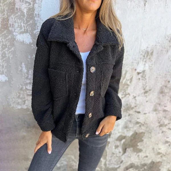 Laia | Chaqueta de Borreguito Mujer Botones Solapas