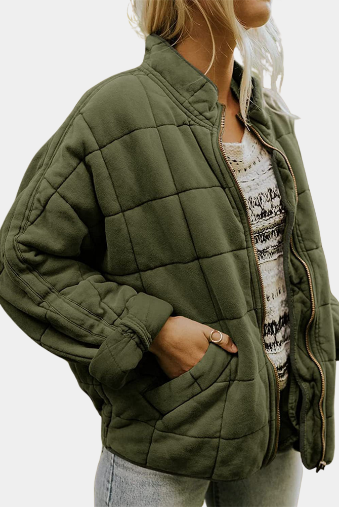 Laura | Chaqueta Acolchada Bomber Mujer Cuello Mao Cremallera