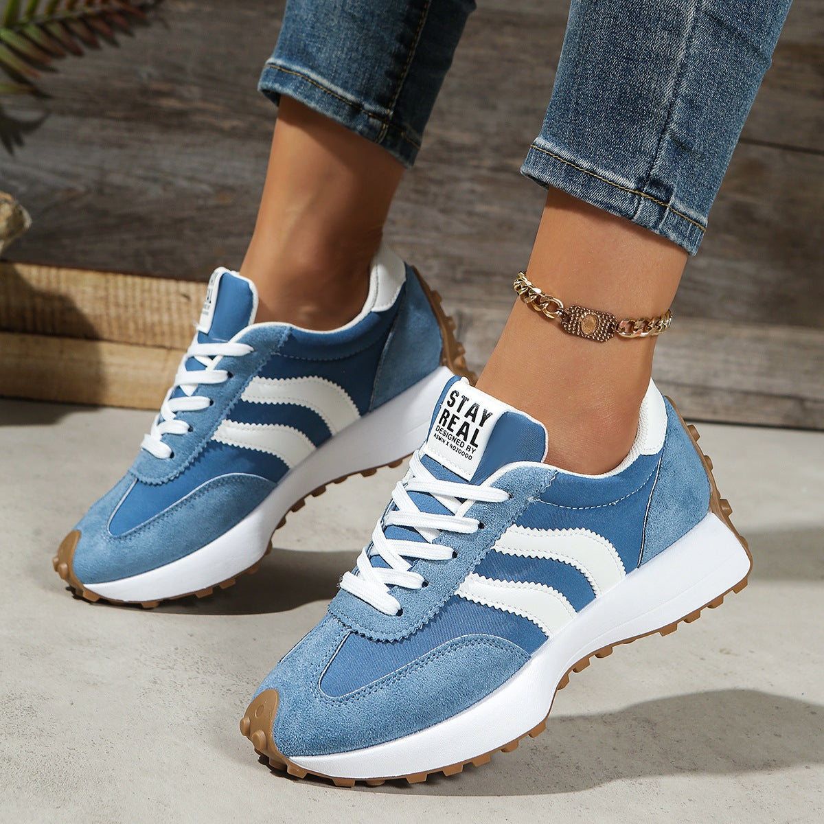 Laura | Zapatillas Running Casual Mujer Estilo Retro Suela Chunky
