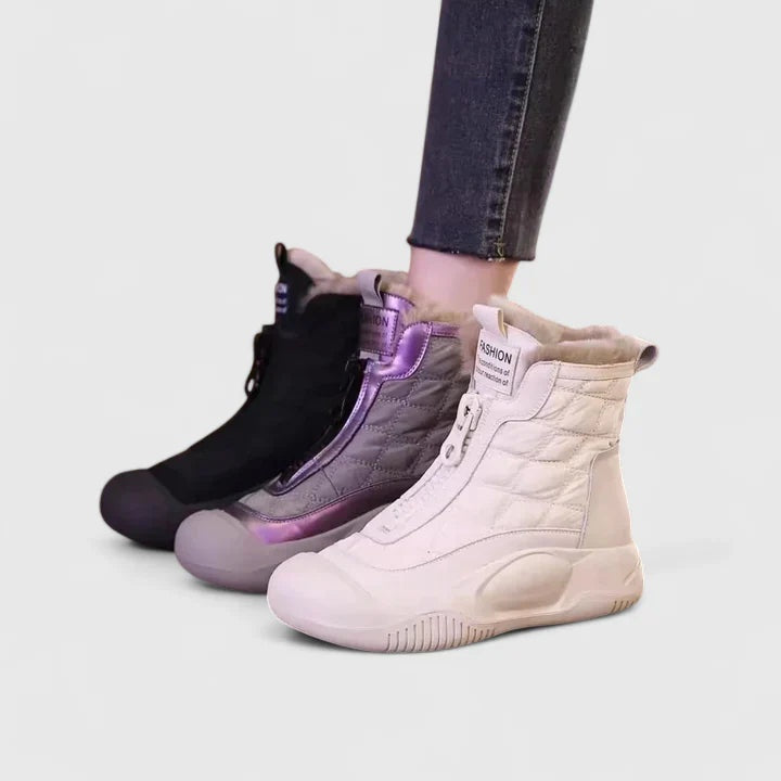 Leire | Botas Impermeables Mujer con Forro Interior Planas Cierre Frontal