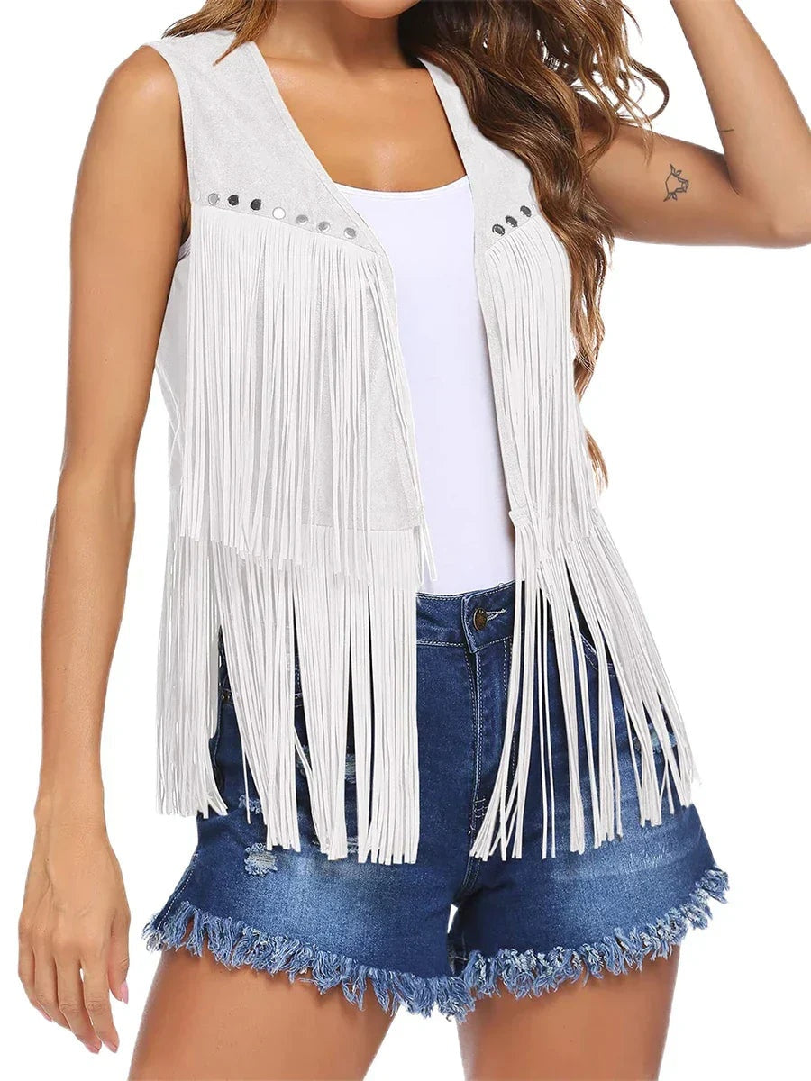 Leire | Chaleco de Ante con Flecos Mujer Estilo Western