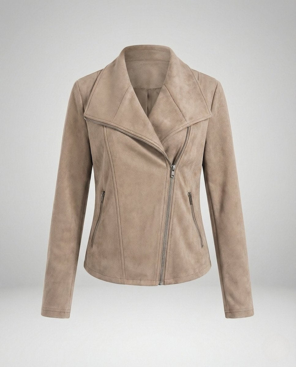 Leire | Chaqueta Motera de Ante Mujer Cierre Asimétrico