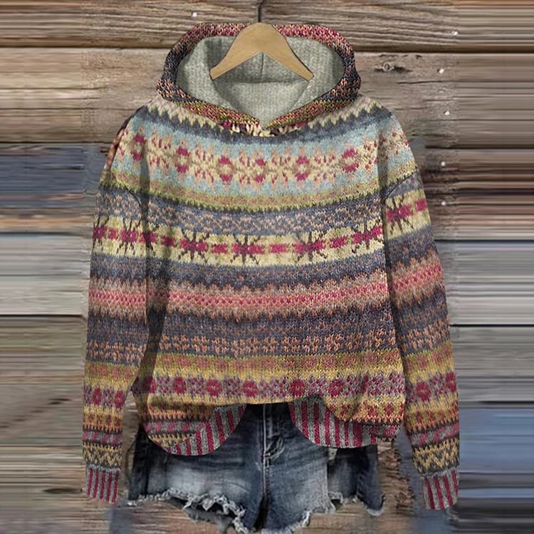 Leire | Sudadera con Capucha Mujer Estampado Étnico Punto