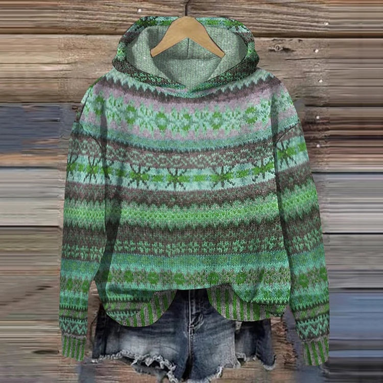 Leire | Sudadera con Capucha Mujer Estampado Étnico Punto