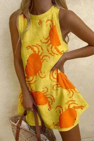 Leticia | Vestido Corto Estampado Marítimo Mujer Sin Mangas