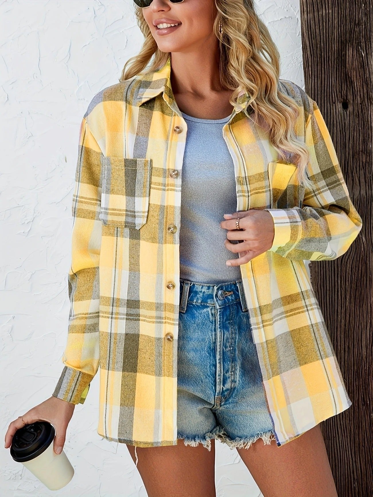 Lidia | Camisa de Cuadros de Algodón Mujer Manga Larga Oversize