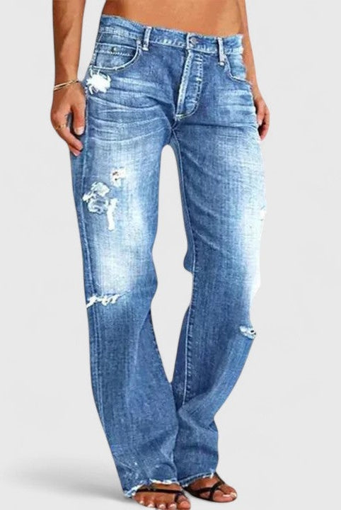 Lidia | Jeans Mujer Rotos Cintura Baja Pierna Recta